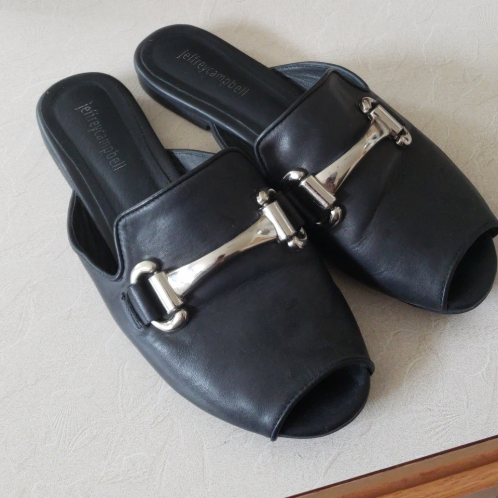 Jeffrey Campbell peep toe mules